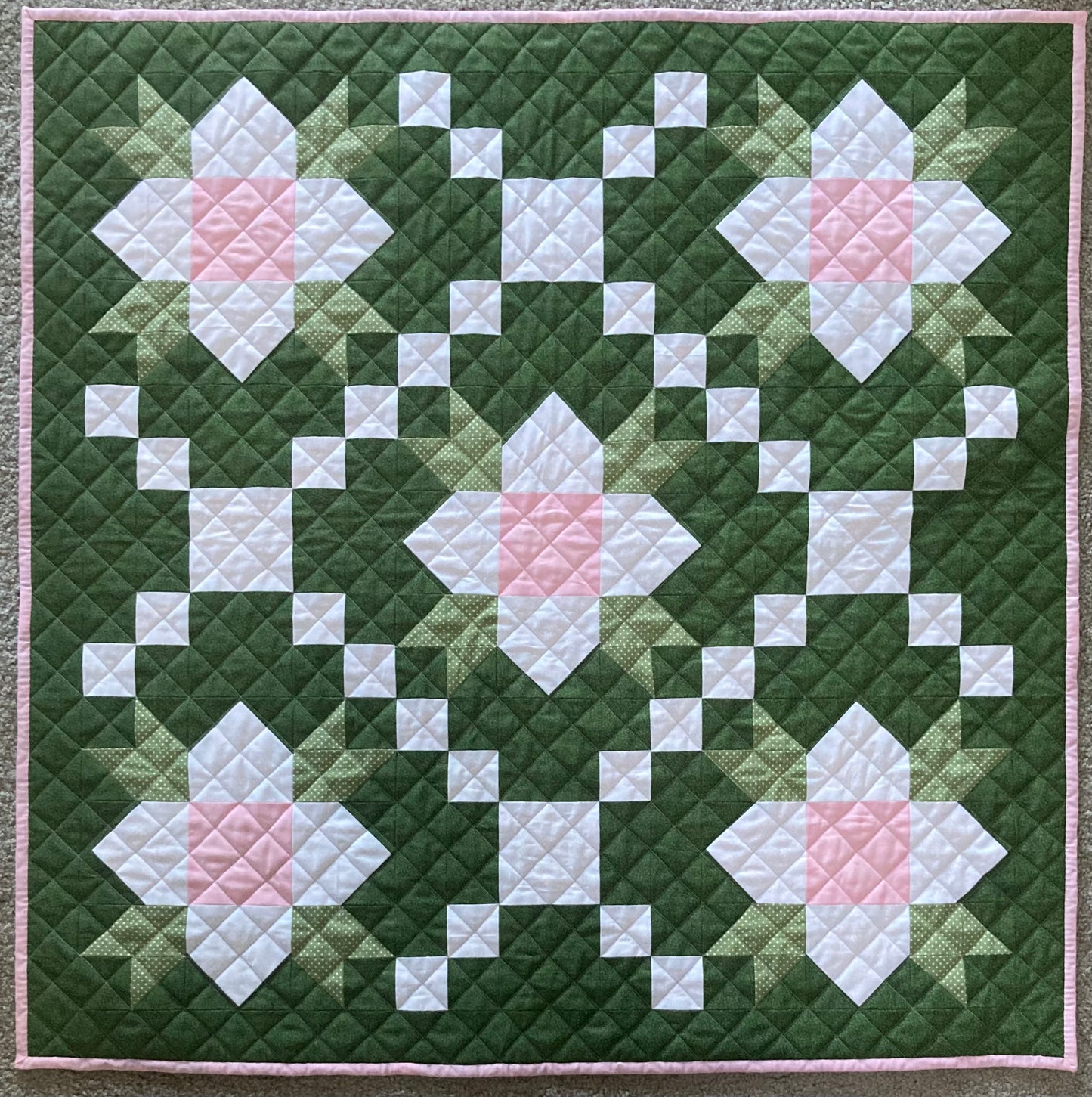 Andrew's Floral Quilt (40" x 40") - Waterlily Quilts