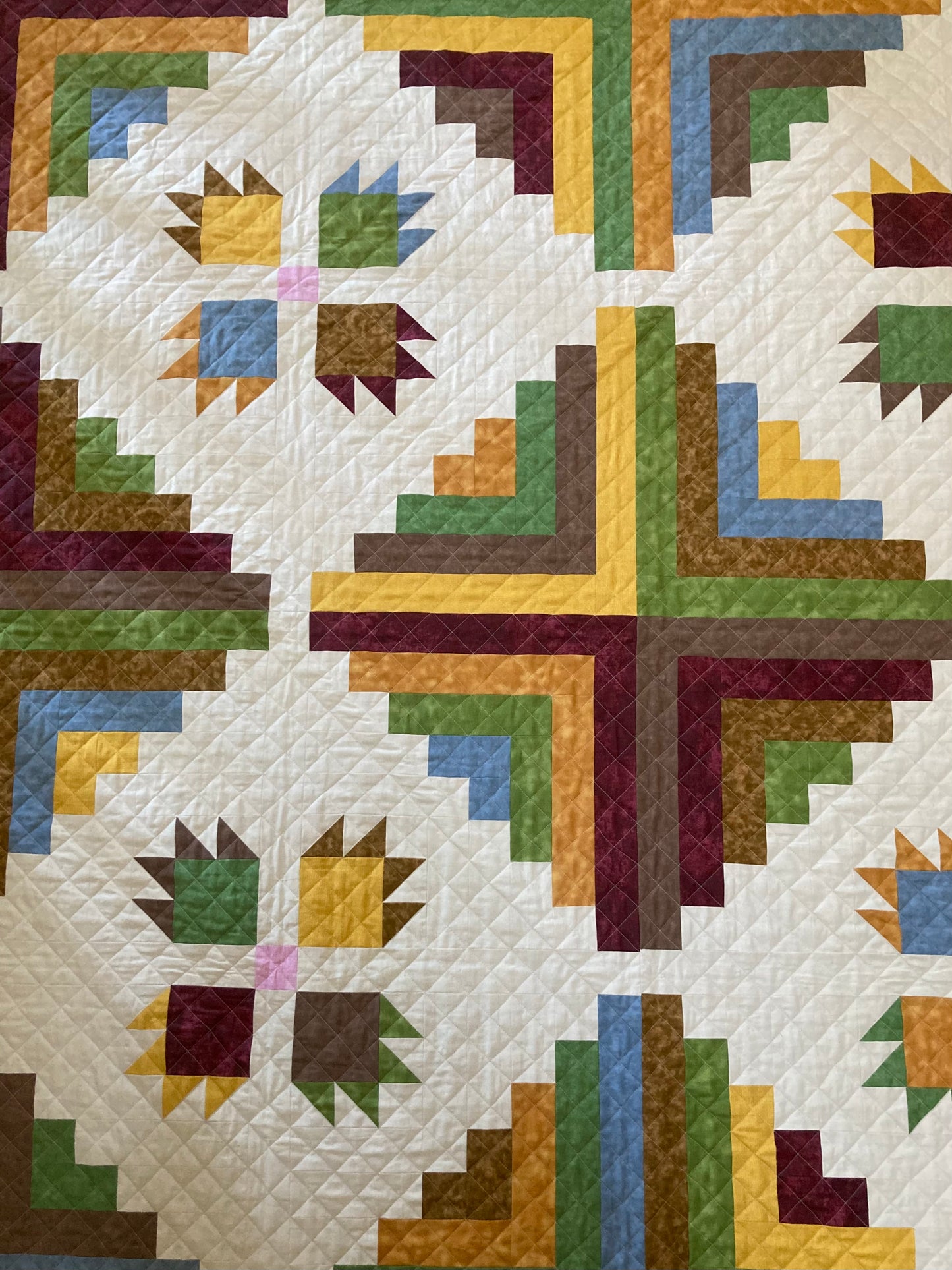 Bear Claw Cabin (68" x 68") - Waterlily Quilts
