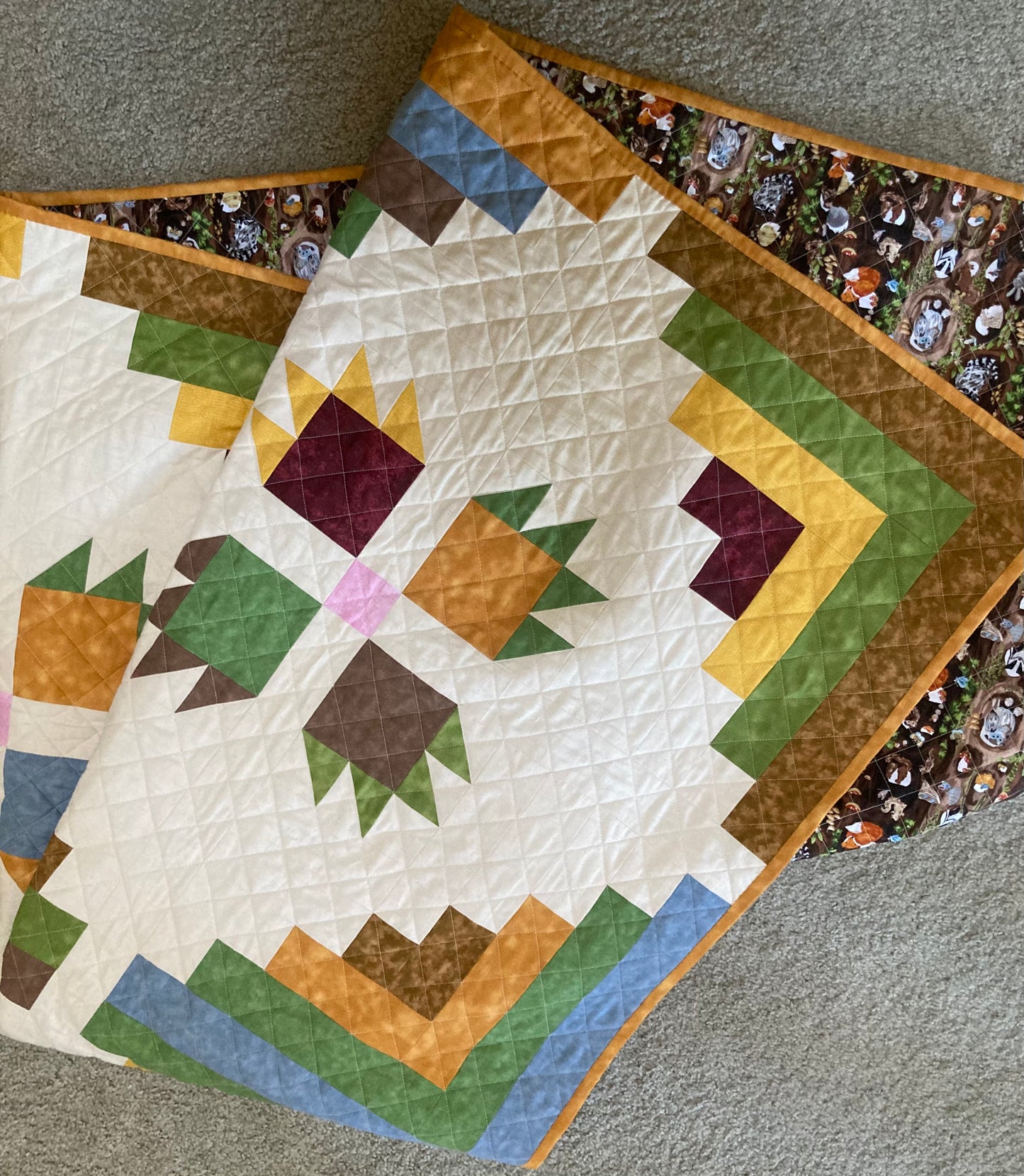 Bear Claw Cabin (68" x 68") - Waterlily Quilts