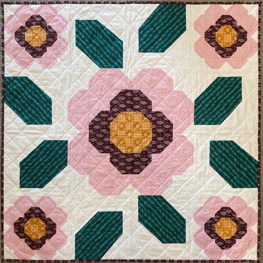 Andrew's Camellia Quilt (48" x 48") - Waterlily Quilts