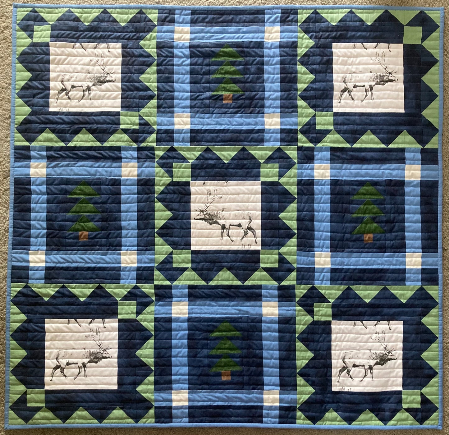 Andrew's Elk Quilt (48" x 48") - Waterlily Quilts
