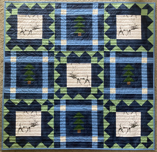 Andrew's Elk Quilt (48" x 48") - Waterlily Quilts