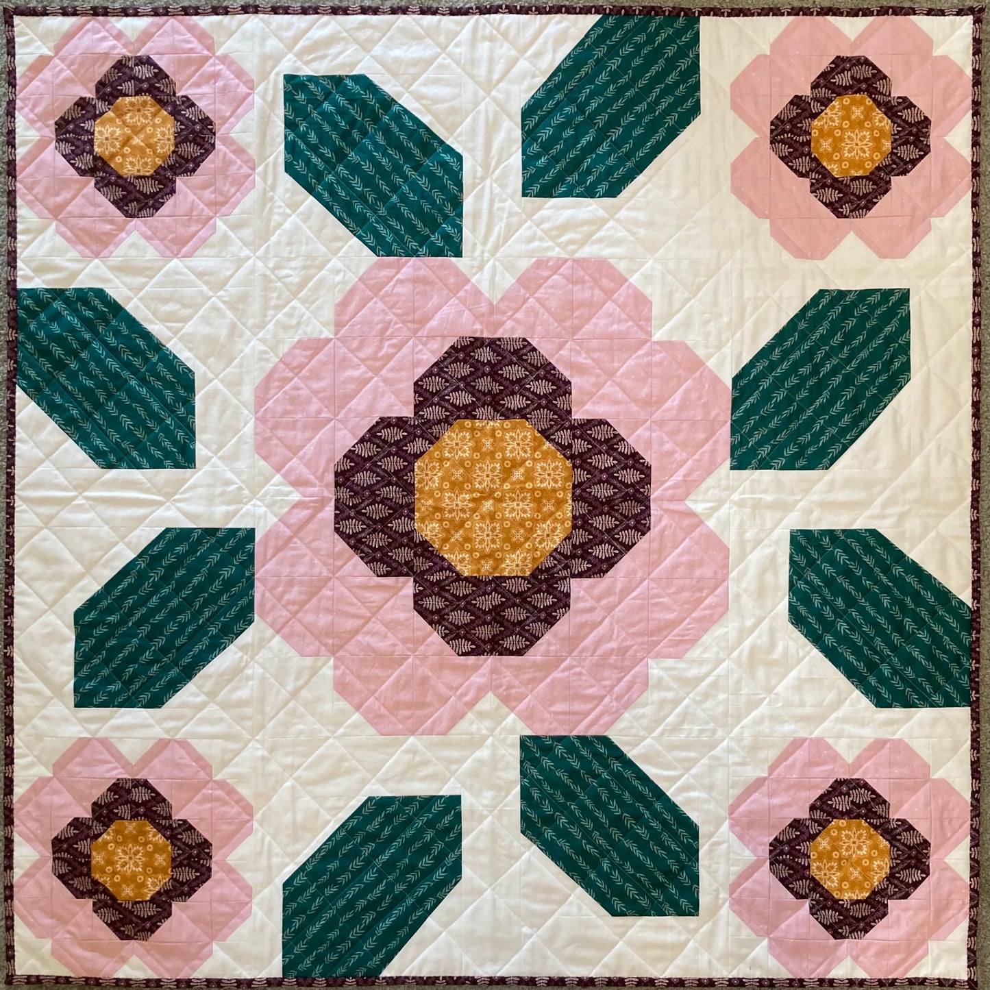 Andrew's Camellia Quilt (48" x 48") - Waterlily Quilts