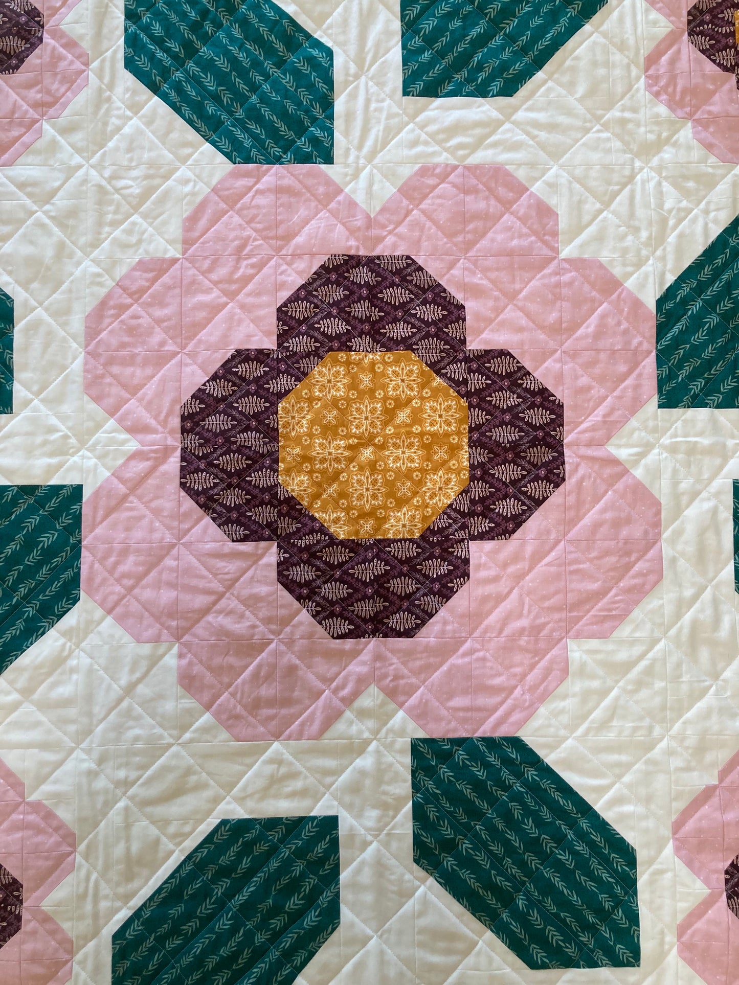 Andrew's Camellia Quilt (48" x 48") - Waterlily Quilts