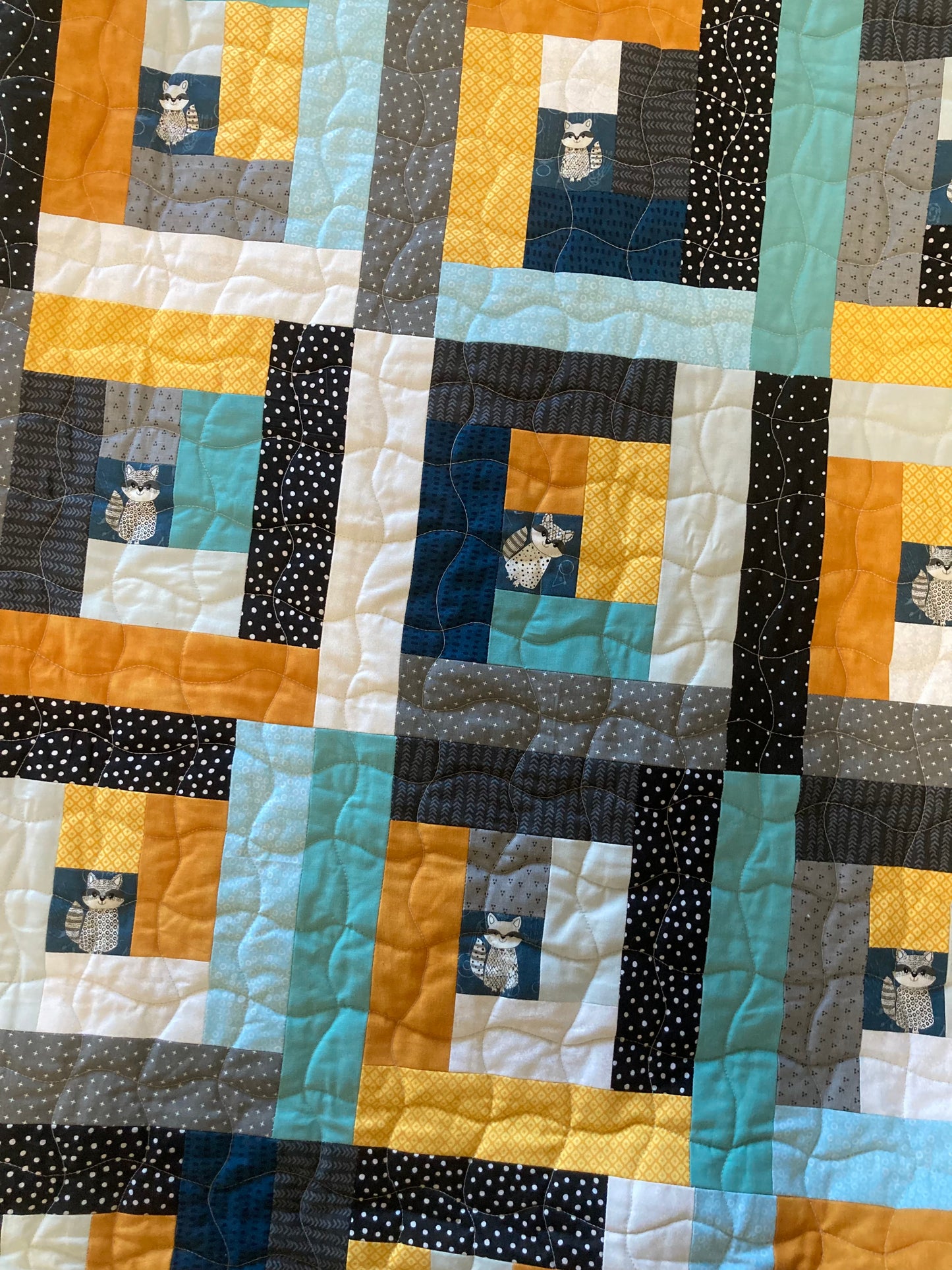 Raccoon Cabin (50" x 70") - Waterlily Quilts