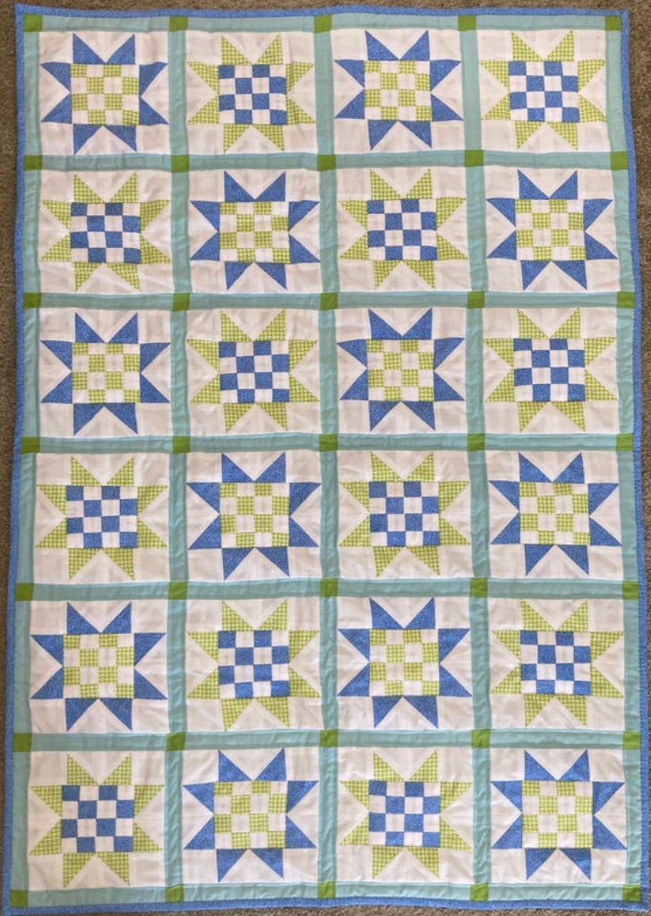 Checkered Stars (37" x 55") - Waterlily Quilts