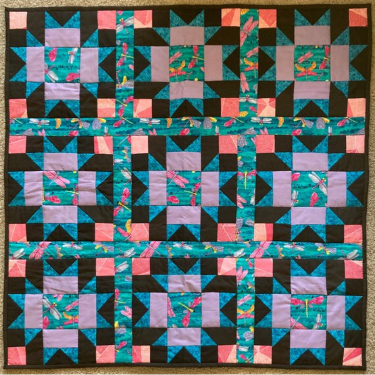 Dragonfly Burst (40" x 40") - Waterlily Quilts